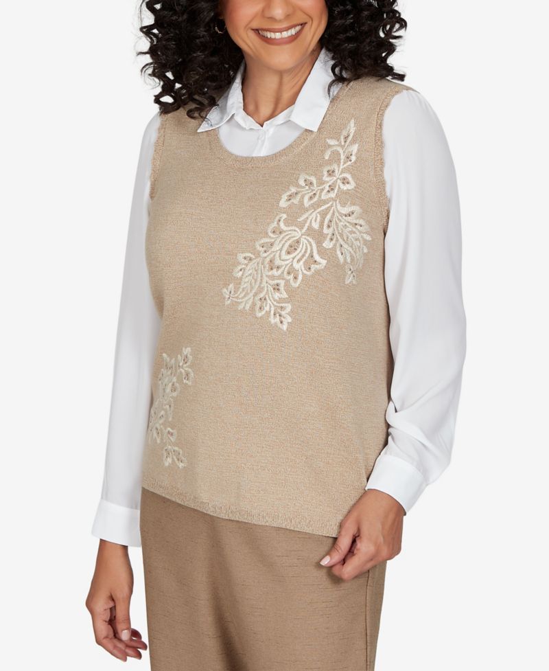 Women's Union Square Embroidered Vest Two In One Sweater