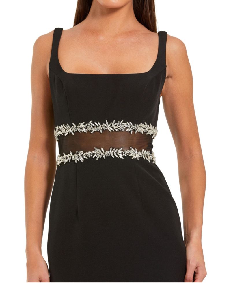 Petite Crepe Midi Dress with Jewel Detail & Ruffle Hem