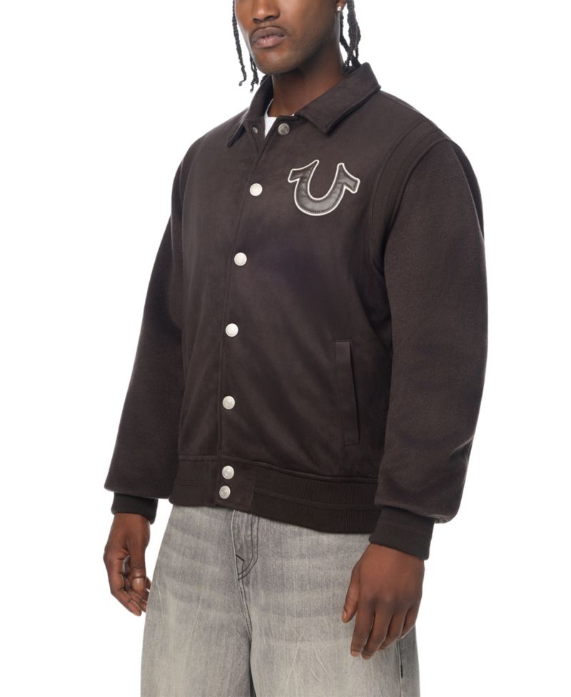Men's Logo Faux-Suede Regular-Fit Bomber Jacket