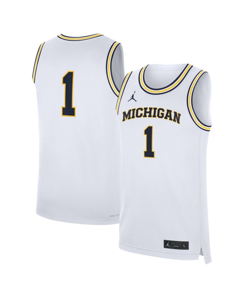 Men's White Michigan Wolverines Home Replica Basketball Jersey