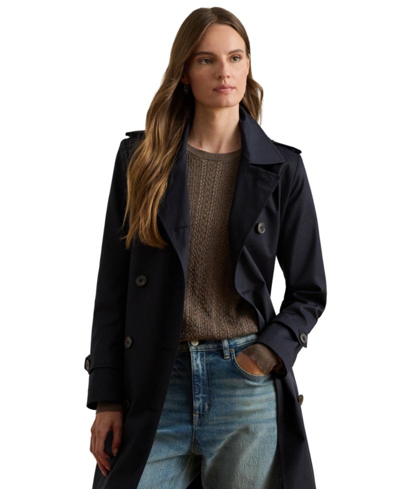 Women's Belted Water-Resistant Trench Coat