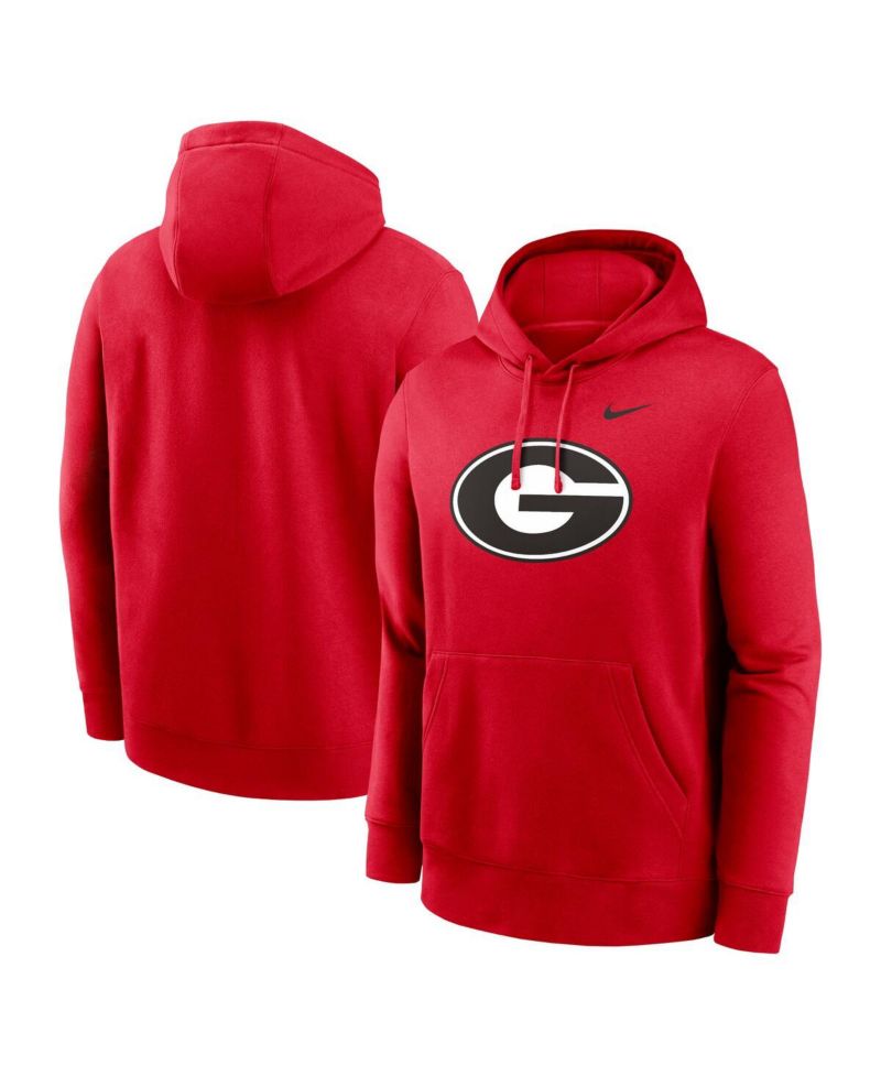Men's Red Georgia Bulldogs Primetime Evergreen Club Fleece Pullover Hoodie