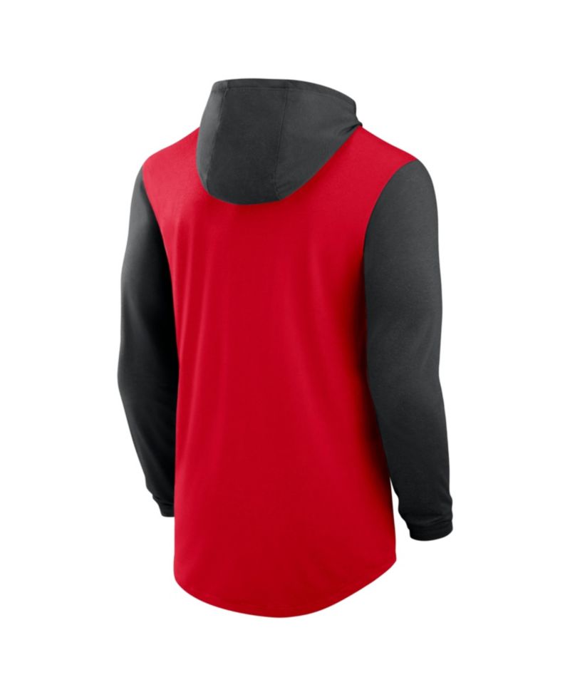 Men's Scarlet/Black Ohio State Buckeyes Campus Legacy Tri-Blend Long Sleeve Hooded T-Shirt
