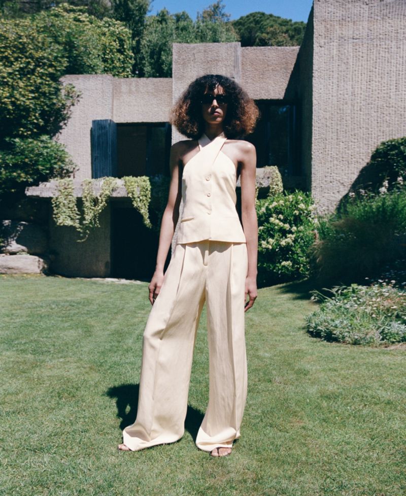 Women's Straight Linen-Blend Pants