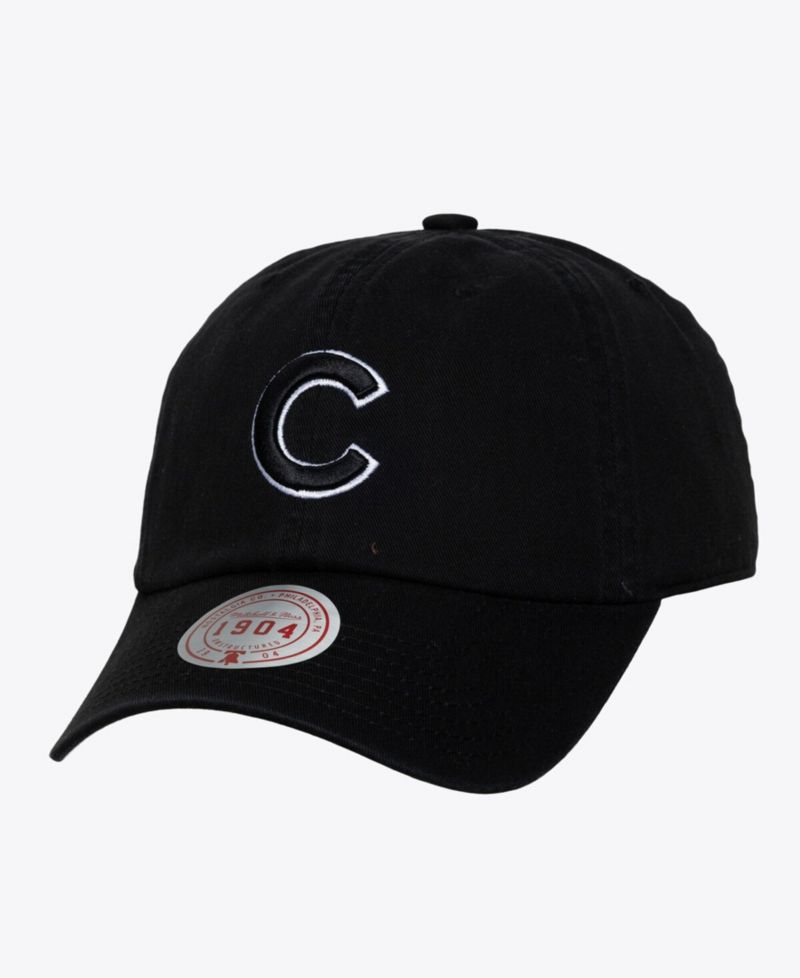 Men's and Women's Black White Chicago Cubs 1904 Strapback Adjustable Hat
