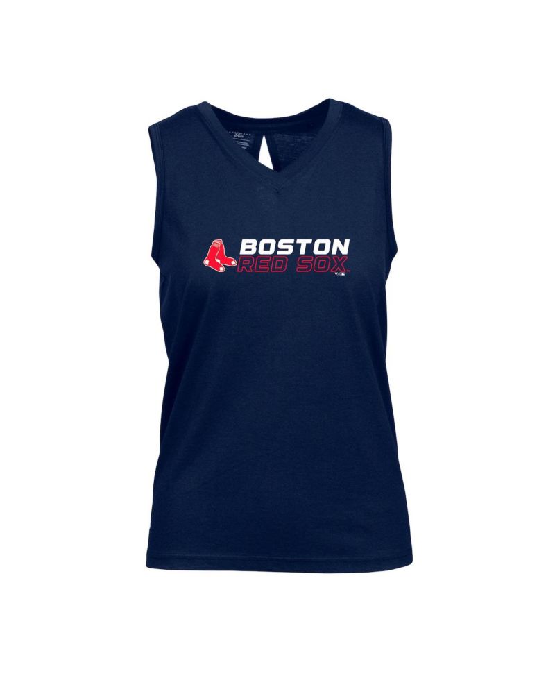 Women's Navy Boston Red Sox Paisley Chase V-Neck Tank Top
