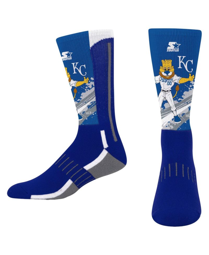 Big Boys and Girls Royal Kansas City Royals Phenom Mascot Color Splash Crew Socks