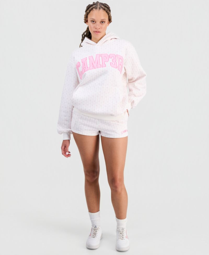 Juniors' Floral Print Logo Hooded Sweatshirt