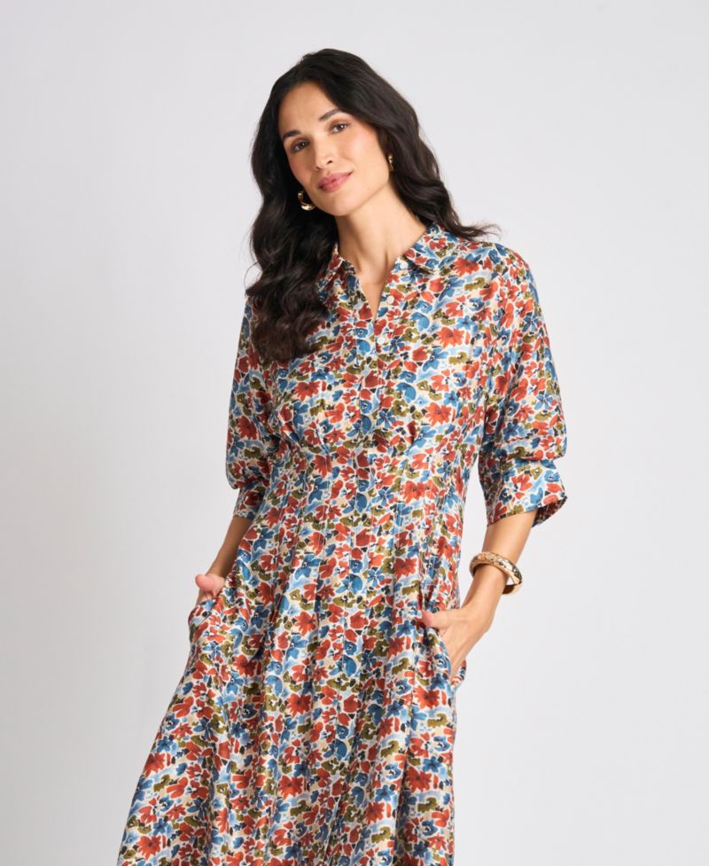 Women's Floral-Print Short-Sleeve Midi Shirt Dress, Created for Macy's