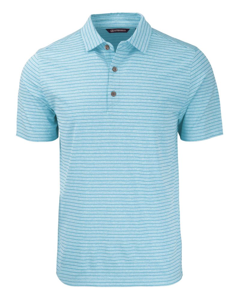 Men's Cutter and Buck Forge Eco Heather Stripe Stretch Recycled Polo