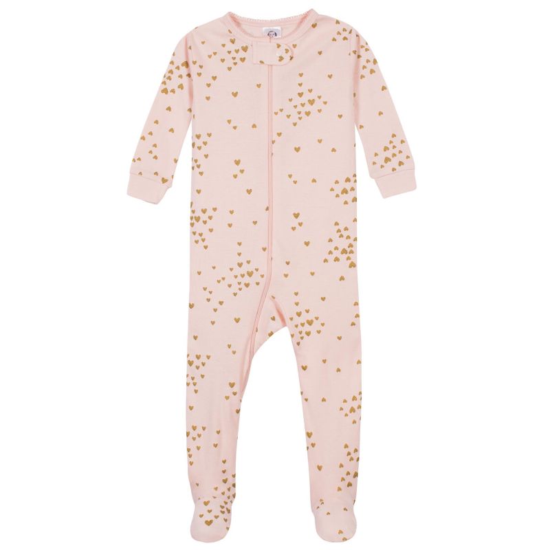 Baby Girls 2-Pack Snug Fit Footed Cotton Pajamas, Love, 0-3 Months