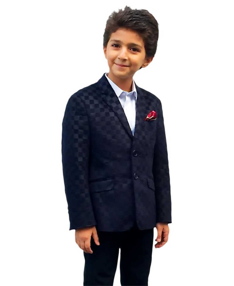 Toddler Navy Slim Fit Gingham Blazer