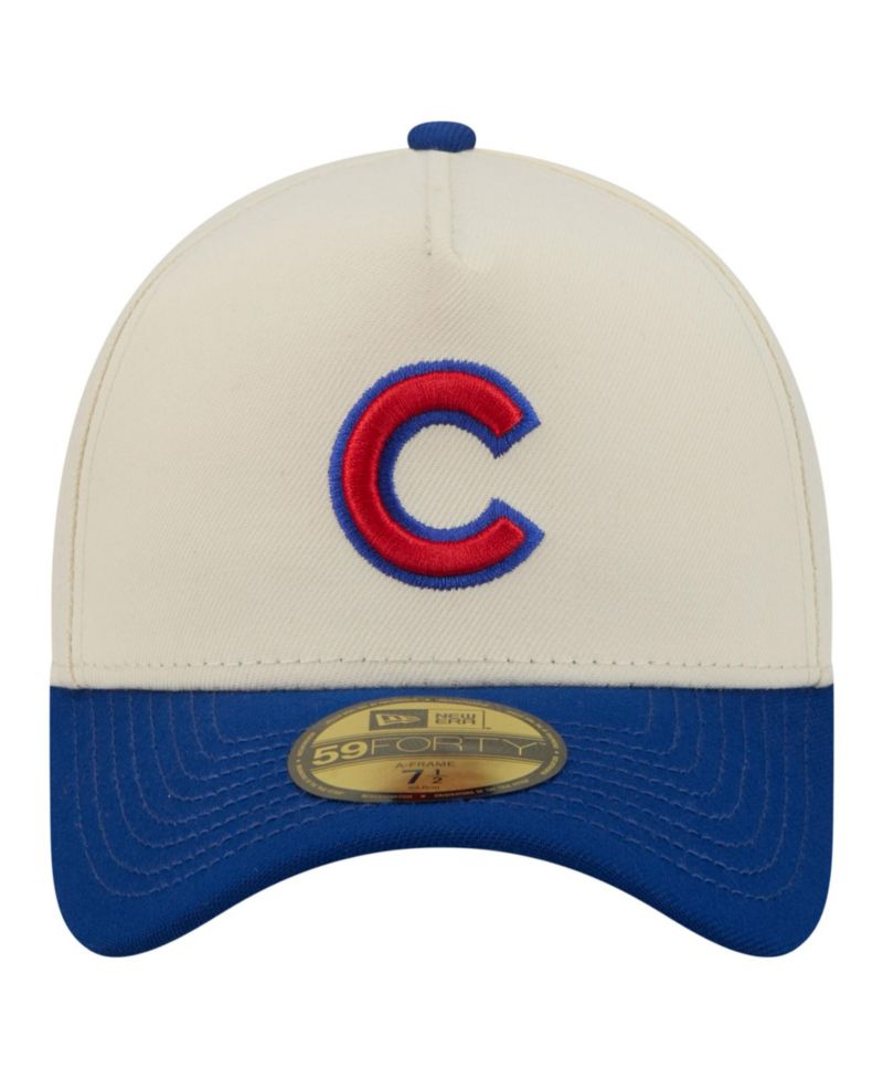 Men's Cream Chicago Cubs Chrome A-Frame 59FORTY Fitted Hat
