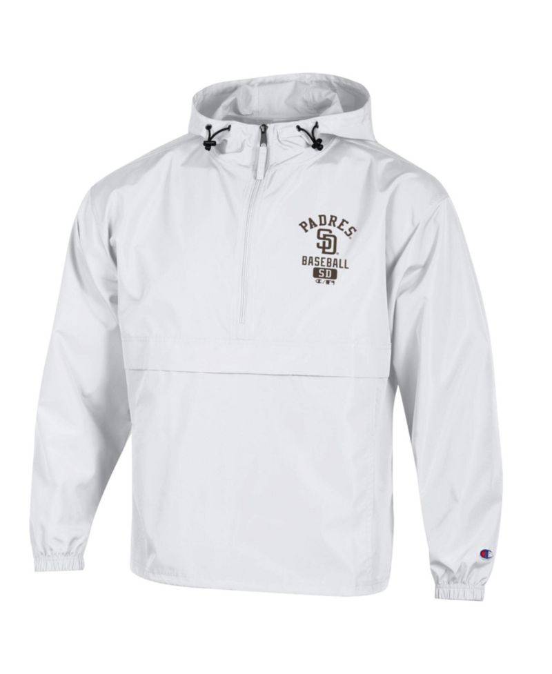 Men's White San Diego Padres Packable Windbreaker Half-Zip Jacket