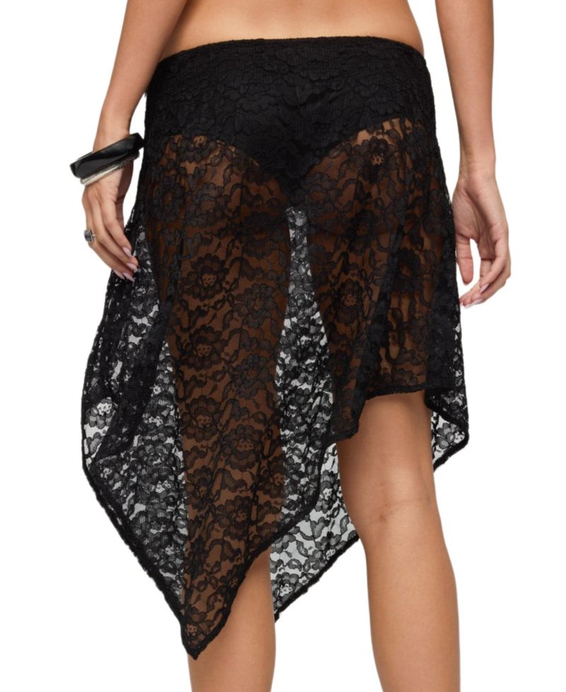 Women's Sheer Lace Handkerchief Midi Skort
