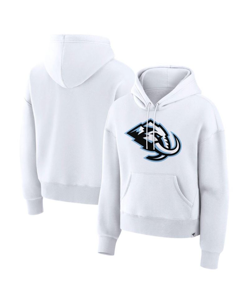 Women's White Utah Mammoth Primary Logo Legacy Fleece Pullover Hoodie
