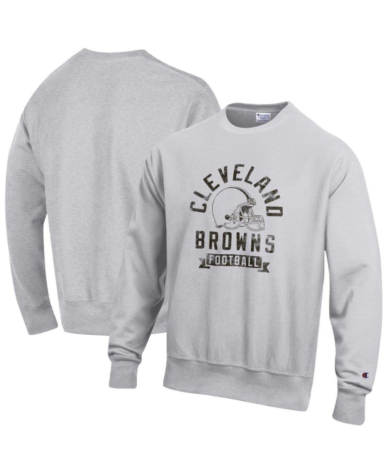 Men's Heather Gray Cleveland Browns Reverse Weave Fleece Pullover Sweatshirt
