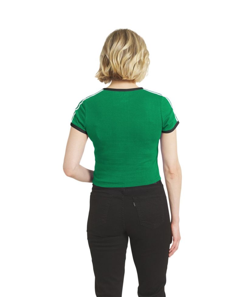 Women's Kelly Green Philadelphia Eagles Cropped Throwback Ringer Baby T-Shirt