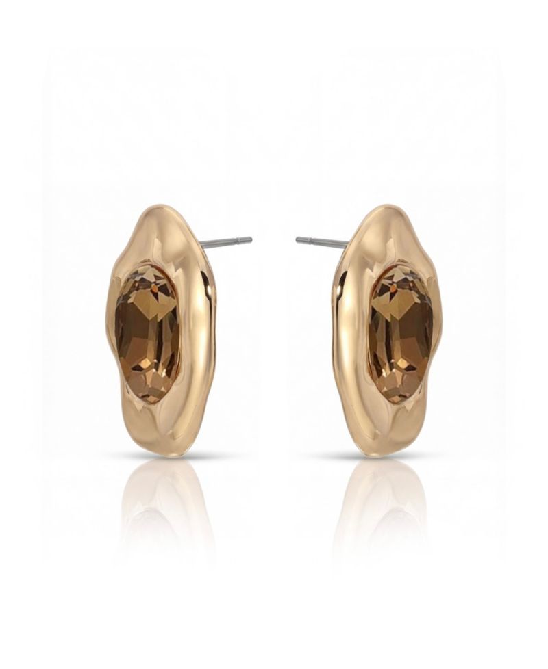 Molten Glow Crystal Stud Earrings