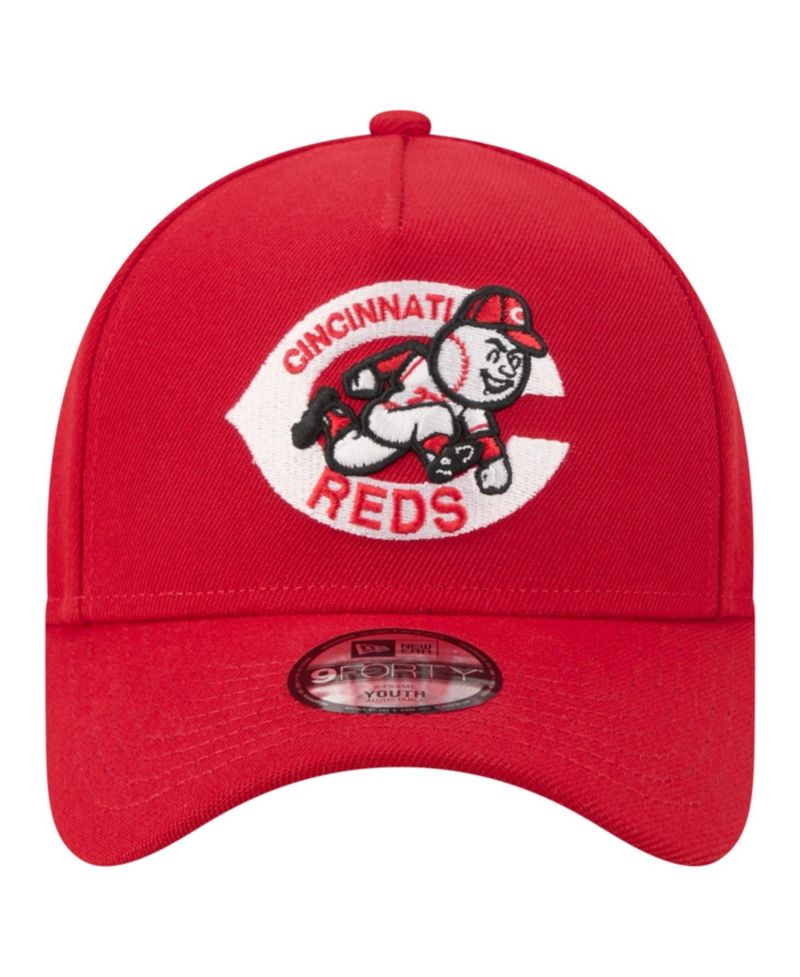 Big Boys and Girls Red Cincinnati Reds Cooperstown Logo 9FORTY A-Frame Adjustable Hat