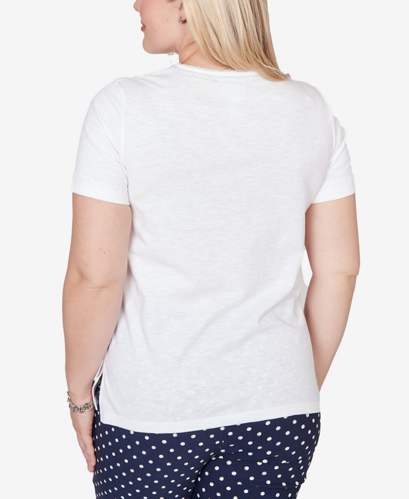 Petite Port Side Layered Dot Square Neck T-Shirt