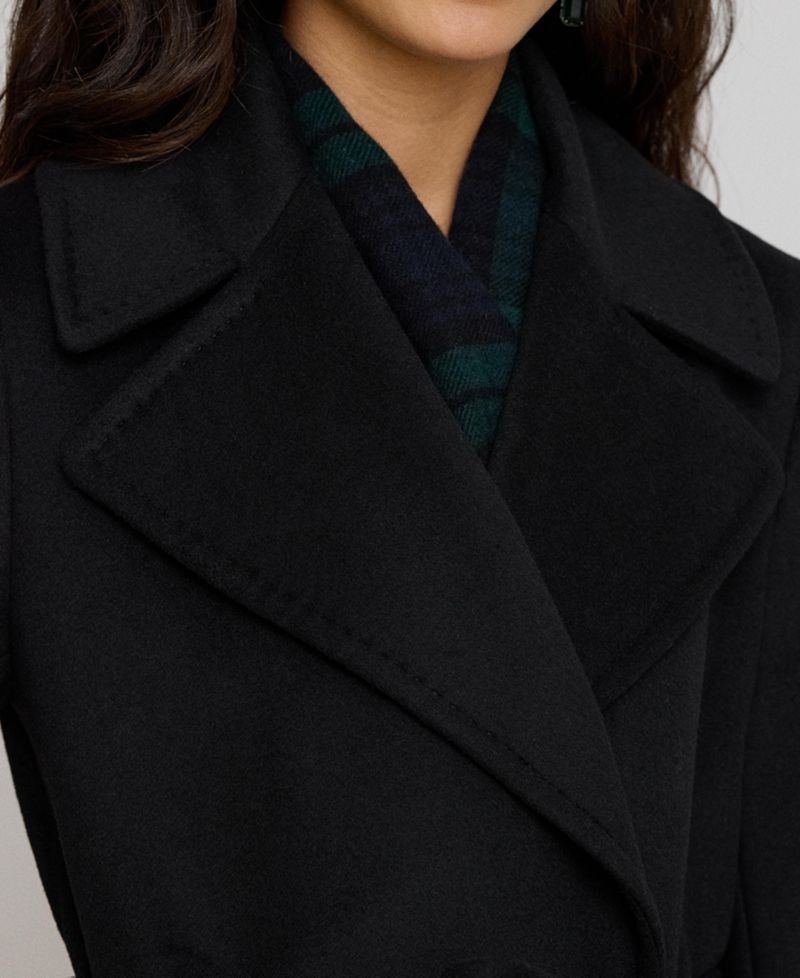 Women's Wool-Blend Notch-Collar Belted Wrap Coat
