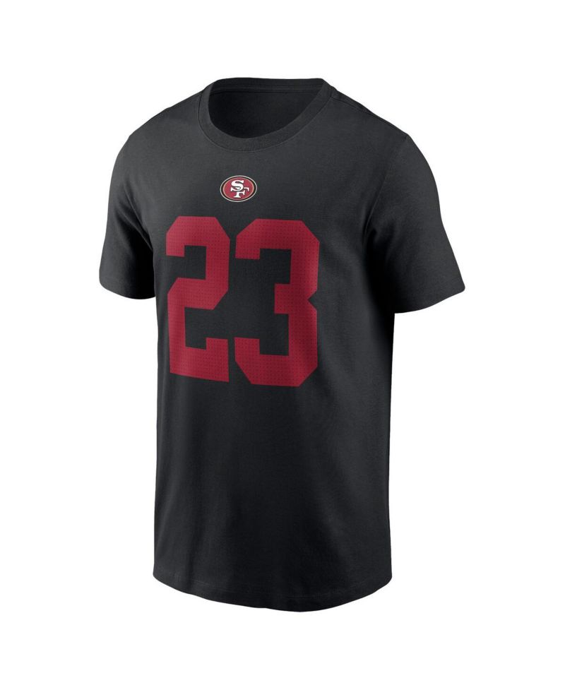 Men's Christian McCaffrey Black San Francisco 49ers Player Name and Number T-shirt