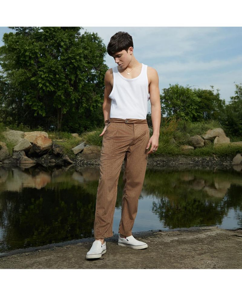 Men's Chocolate Brown Veined Tailored Trousers
