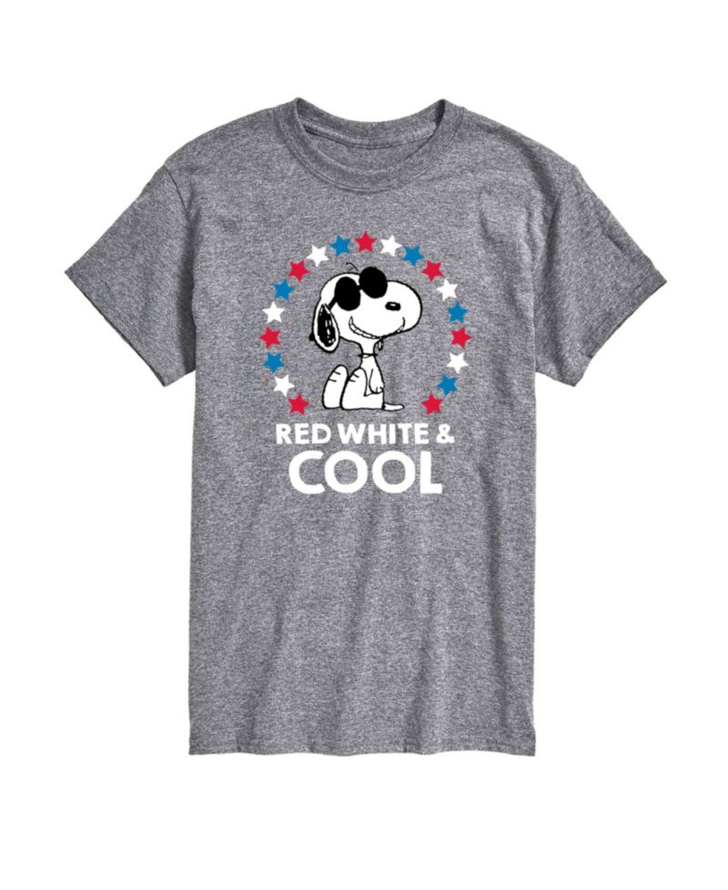 Men's Peanuts Snoopy Flag Fireworks Short Sleeve T-Shirt
