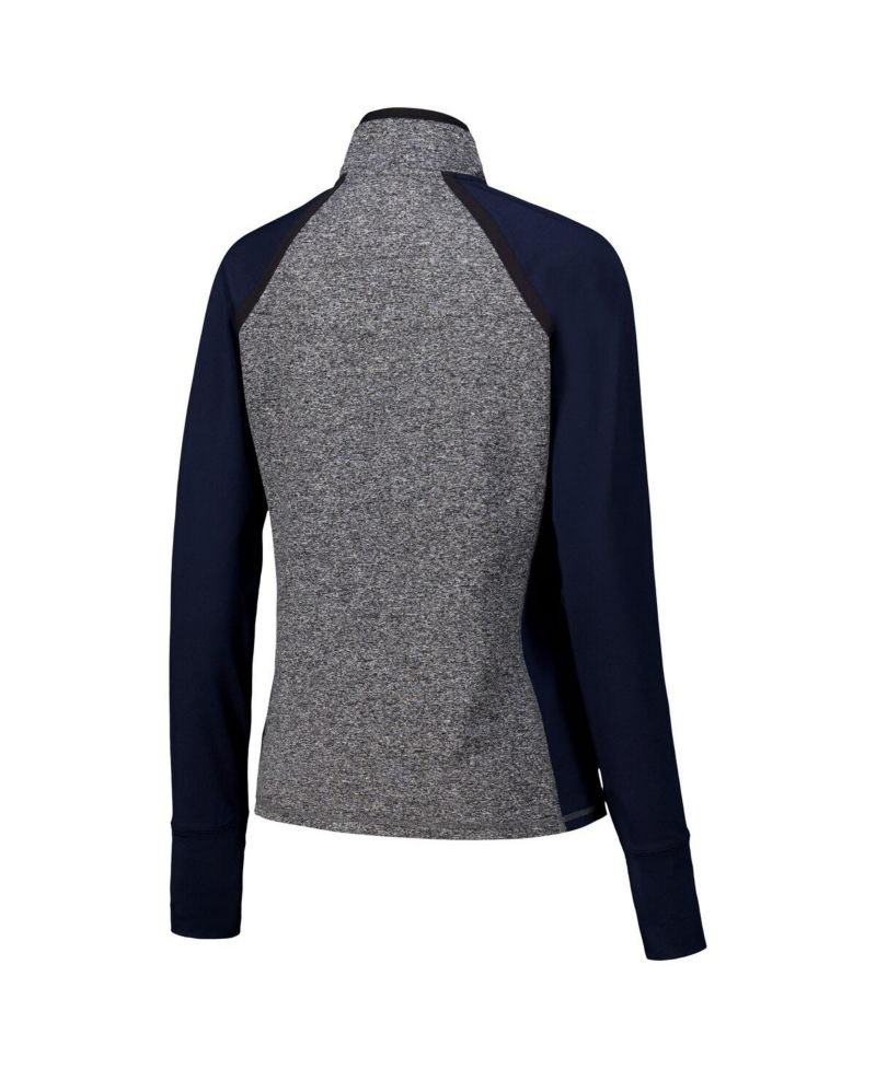 Women's Navy/Heather Gray West Virginia Mountaineers Finalist Raglan Quarter-Zip Jacket
