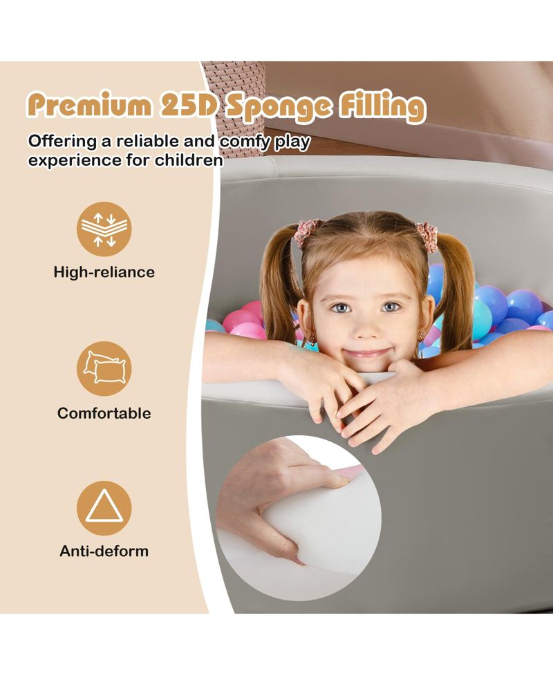 Toddler Soft Round Ball Pit with Removable Washable PU Cover