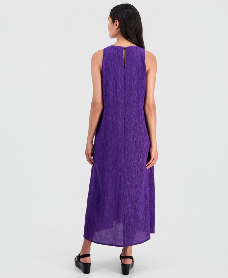 Women's Round-Neck Side-Slit Maxi Dress