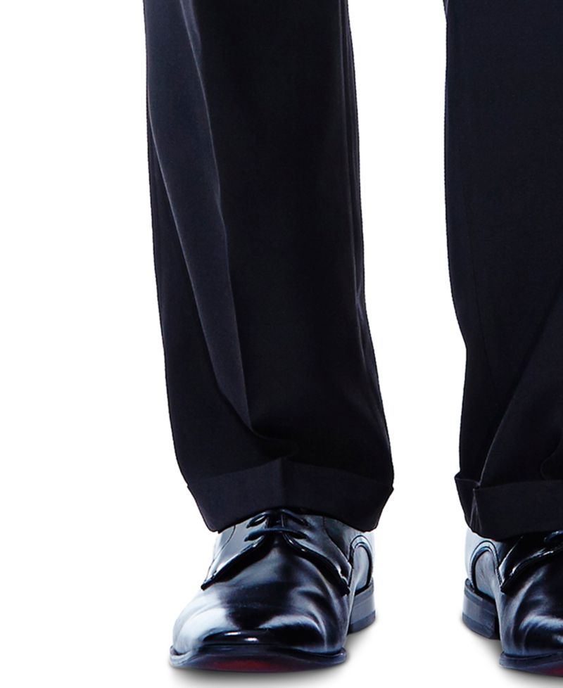 Men's ECLO Stria Classic Fit Pleated Hidden Expandable Waistband Dress Pants