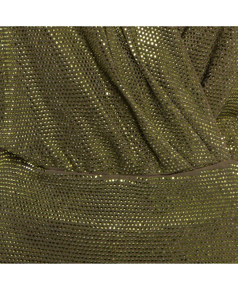 Women's Green Embellished Jersey V-Neck Sleeveless Dress
