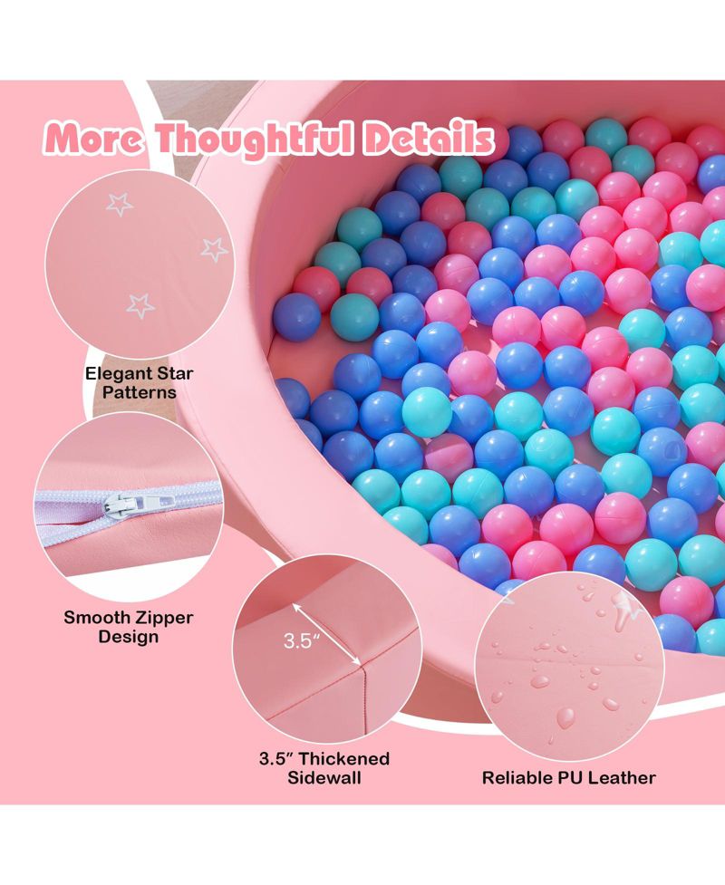 42.5" Round Foam Ball Pit for Toddlers with Washable Cover