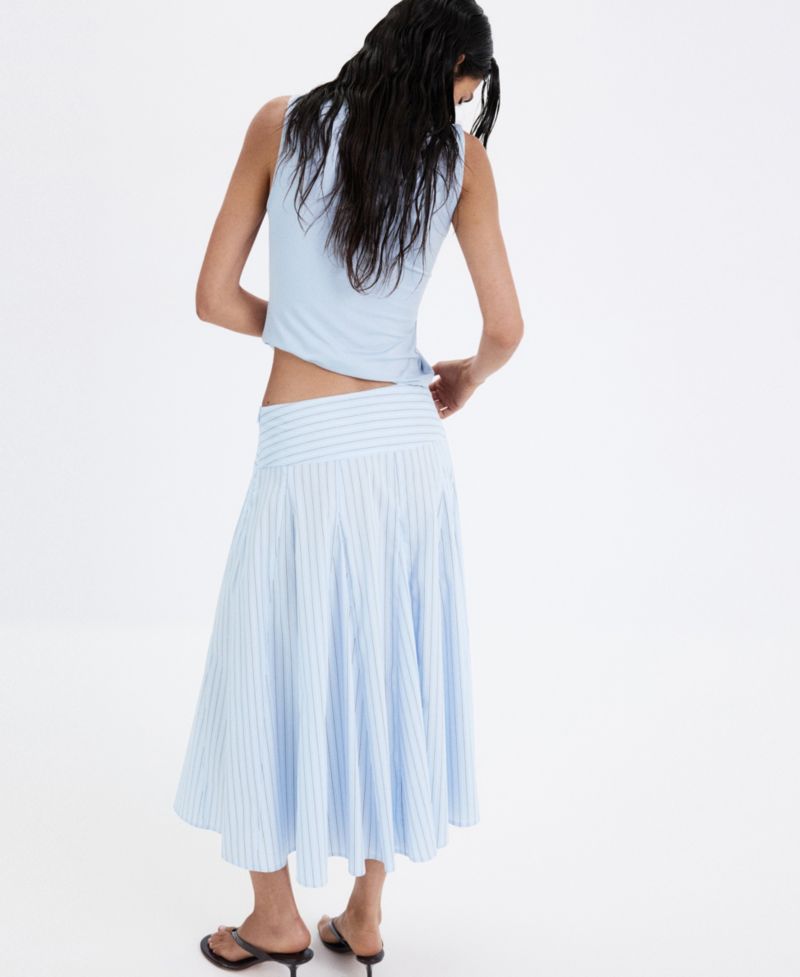 Women's Striped A-Line Midi Skirt