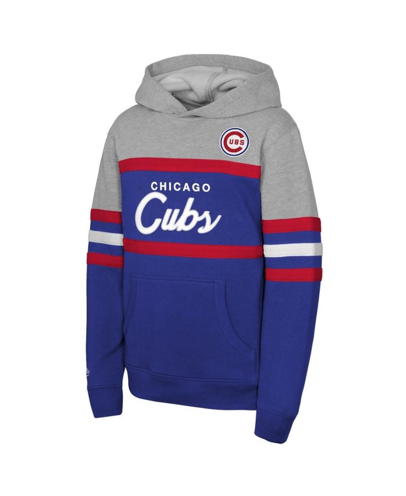 Big Boys and Girls Royal/Grey Chicago Cubs Cooperstown Head Coach Pullover Hoodie