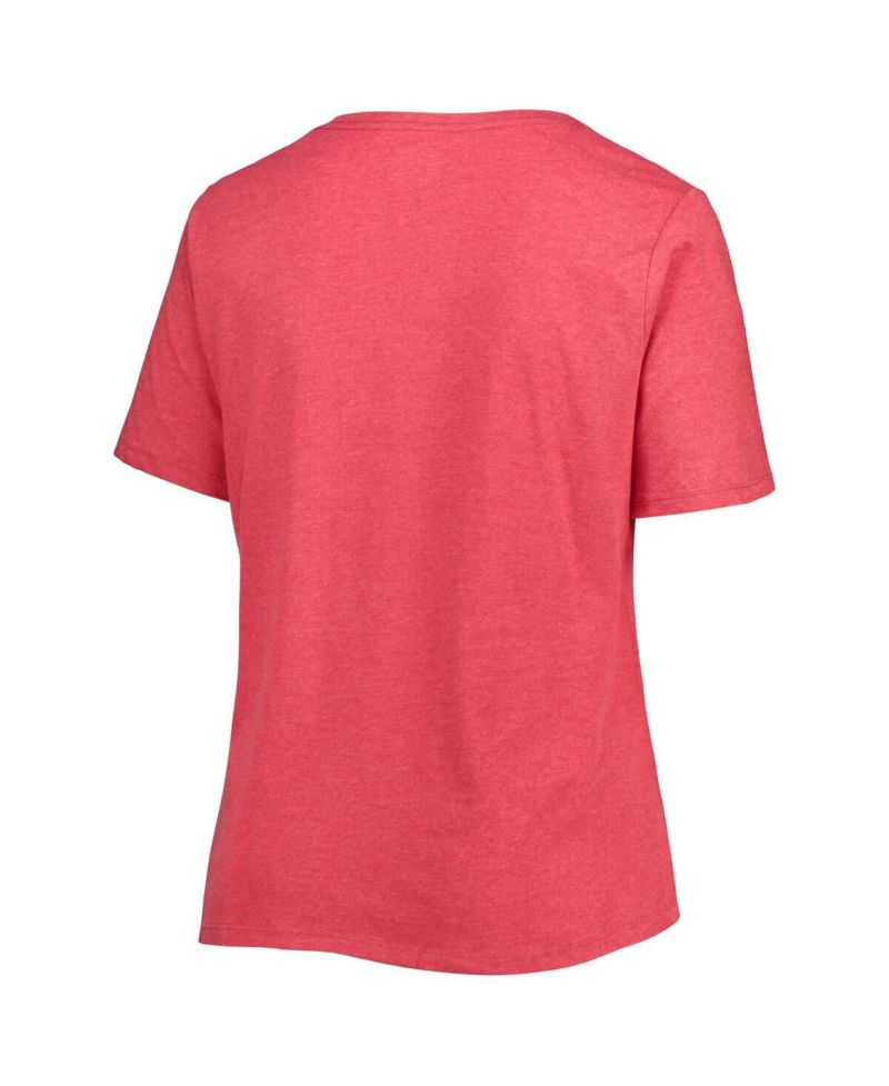 Women's Heathered Red Miami Marlins City Connect Plus Size V-Neck T-shirt