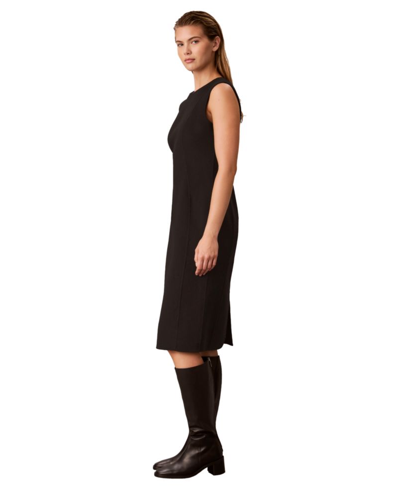 Women's Sleeveless Sheath Midi Wool-Blend Dress