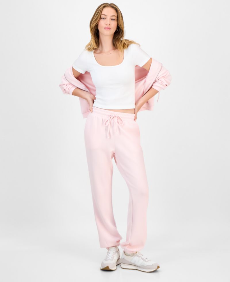Juniors' Drawstring-Waist Scuba Jogger Pants