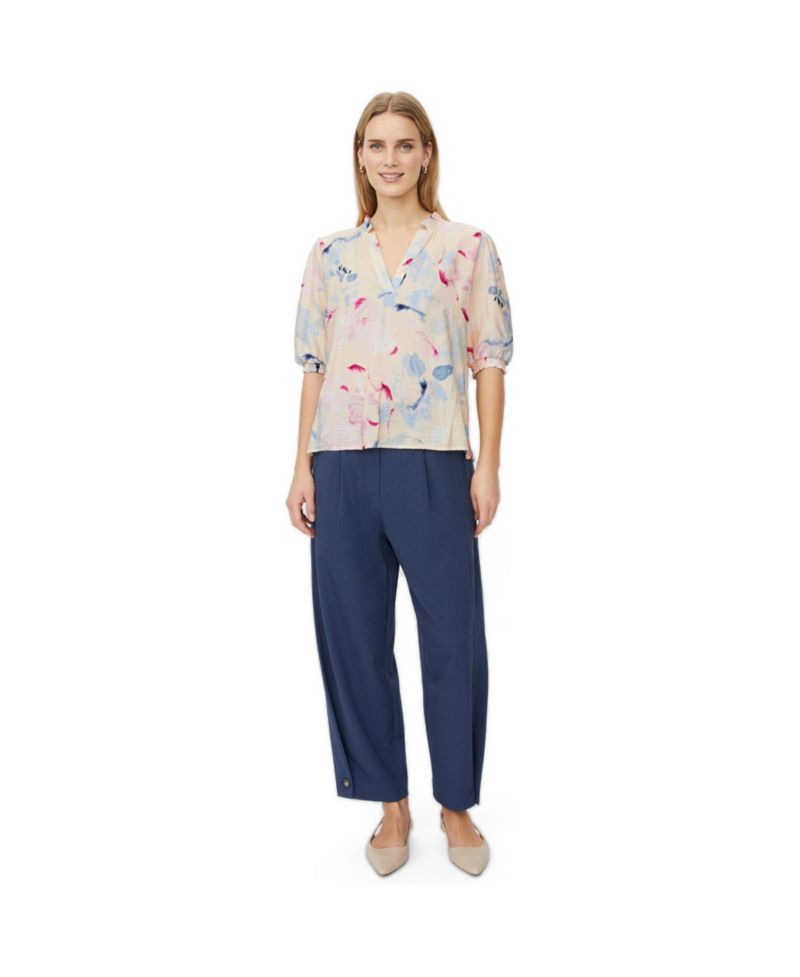 Women's MaDanessa Floral-Print V-Neck Ruffle-Trim Blouse