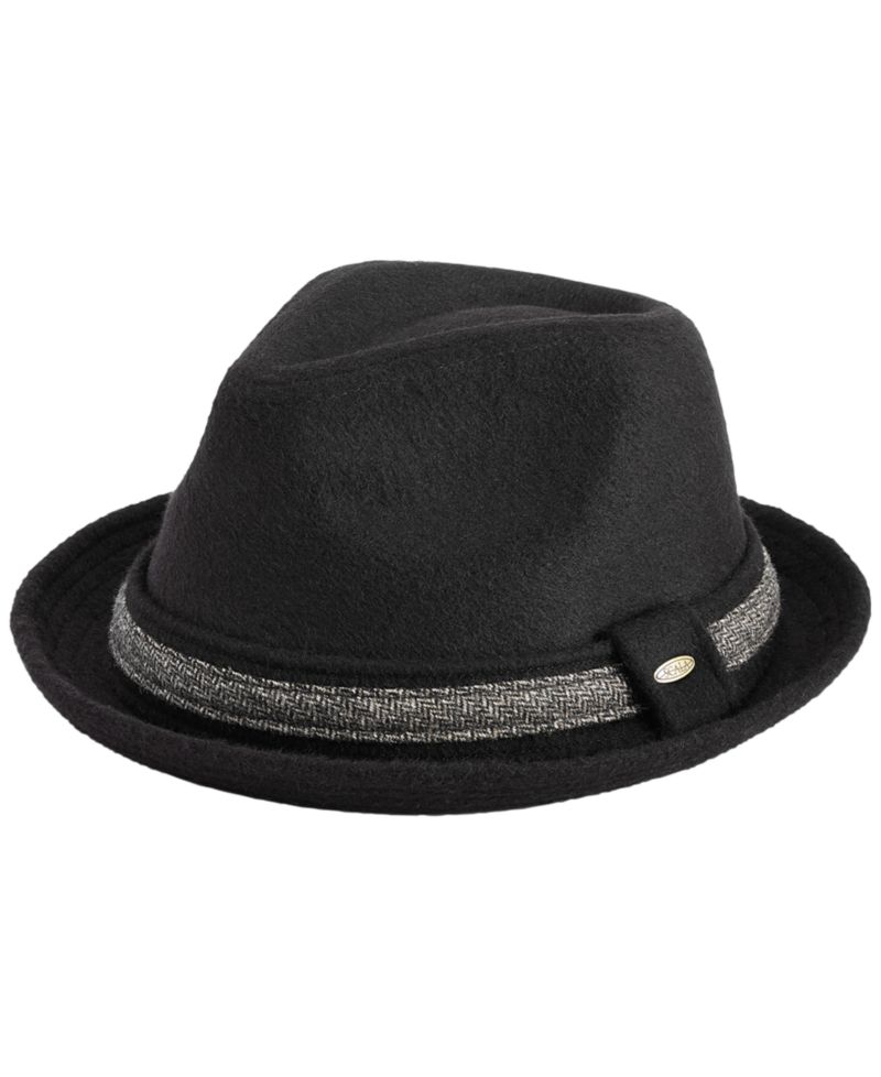 Men's Solid Heather Wool-Blend Snap-Brim Herringbone Fedora