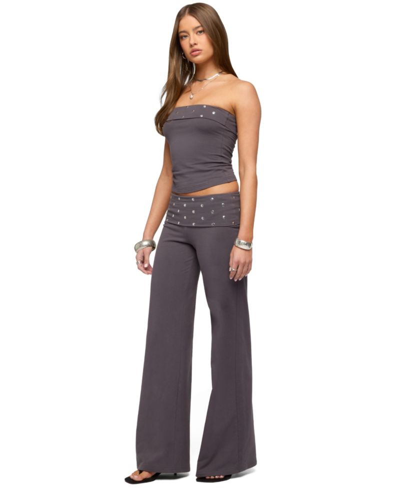 Women's Breanna Studded Foldover Wide Leg Pants