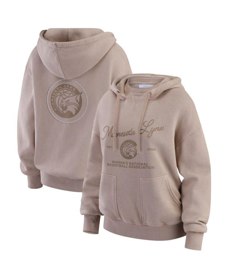 Women's Tan Minnesota Lynx Washed Pullover Crew Neck Hoodie