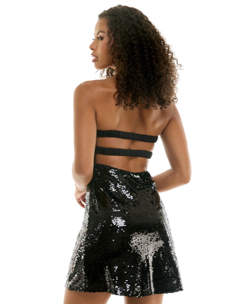 Juniors' Sequin Strapless Bodycon Dress