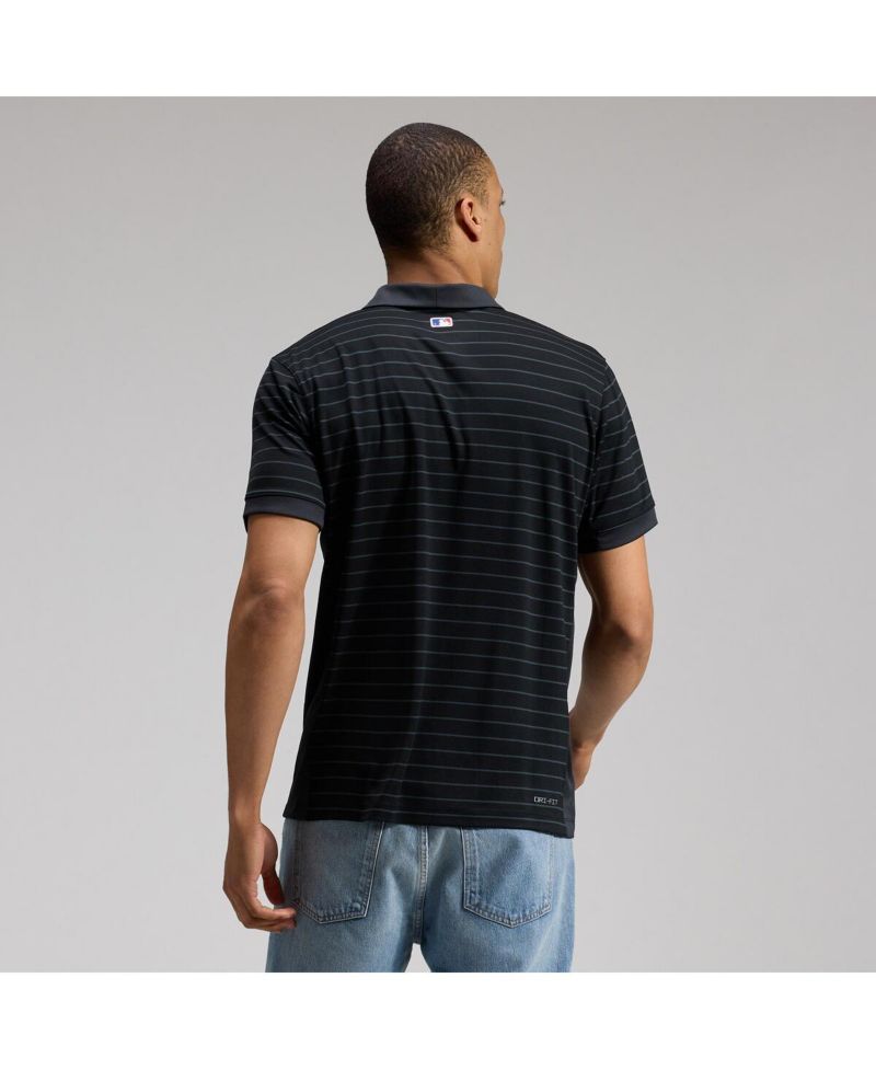 Men's Black Los Angeles Dodgers Authentic Collection Striped Victory Dri-FIT Polo Shirt