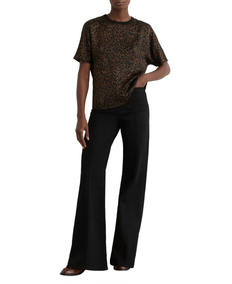 Women's Silk Animal-Print Short-Sleeve Top
