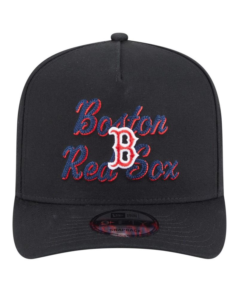 Men's Black Boston Red Sox Chainstitch 9FIFTY A-Frame Snapback Hat