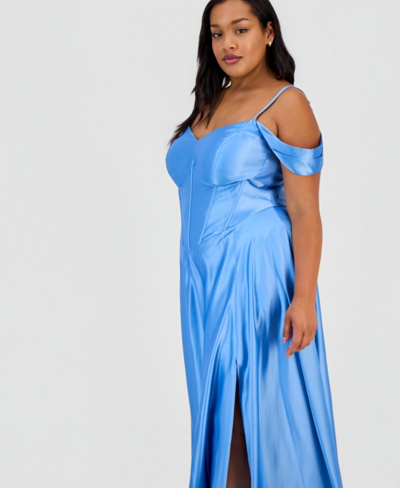 Trendy Plus Sweetheart-Neck Satin Gown