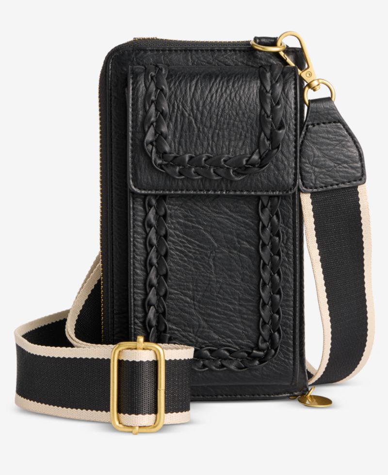 Braided-Edge Phone Crossbody Bag